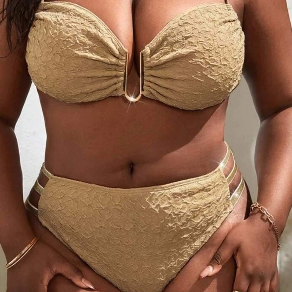 Elegant Tan Textured Bikini Set
